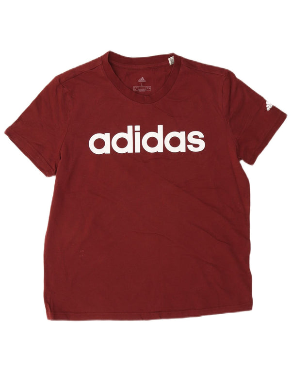 Adidas Dame Grafisk T-Shirt Top UK 16/18 Stor Bourgogne Bomuld