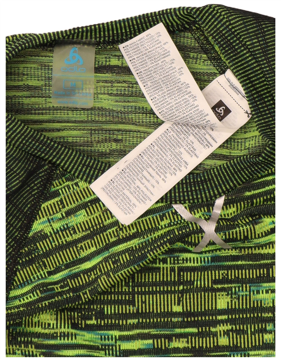 Odlo Dame Top Langærmet UK 12 Medium Grøn Geometrisk Polyester