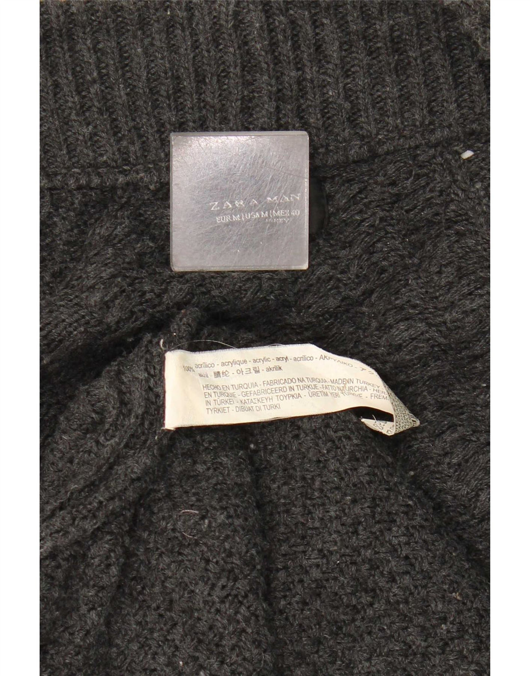 Zara Langline til mænd åben cardigan sweater Medium Grå Akryl