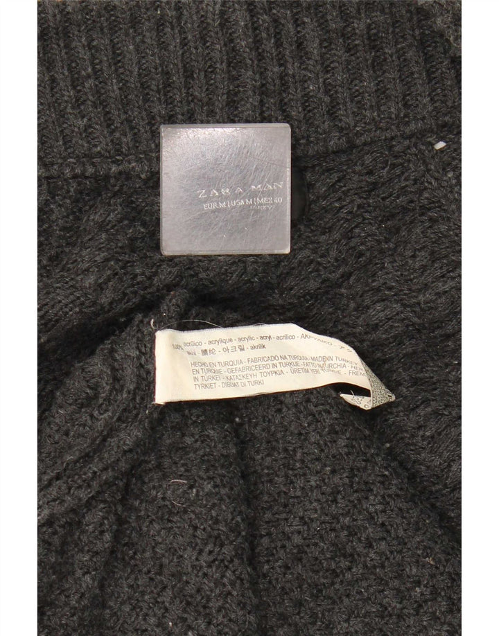 Zara Langline til mænd åben cardigan sweater Medium Grå Akryl