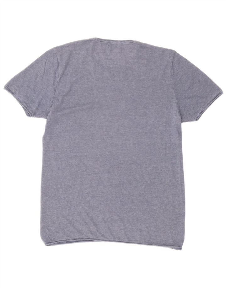 Zara Herre T-Shirt Top Stor Blå Bomuld