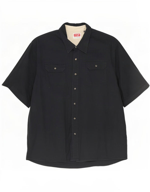Wrangler kortærmet herreskjorte 3XL sort bomuld