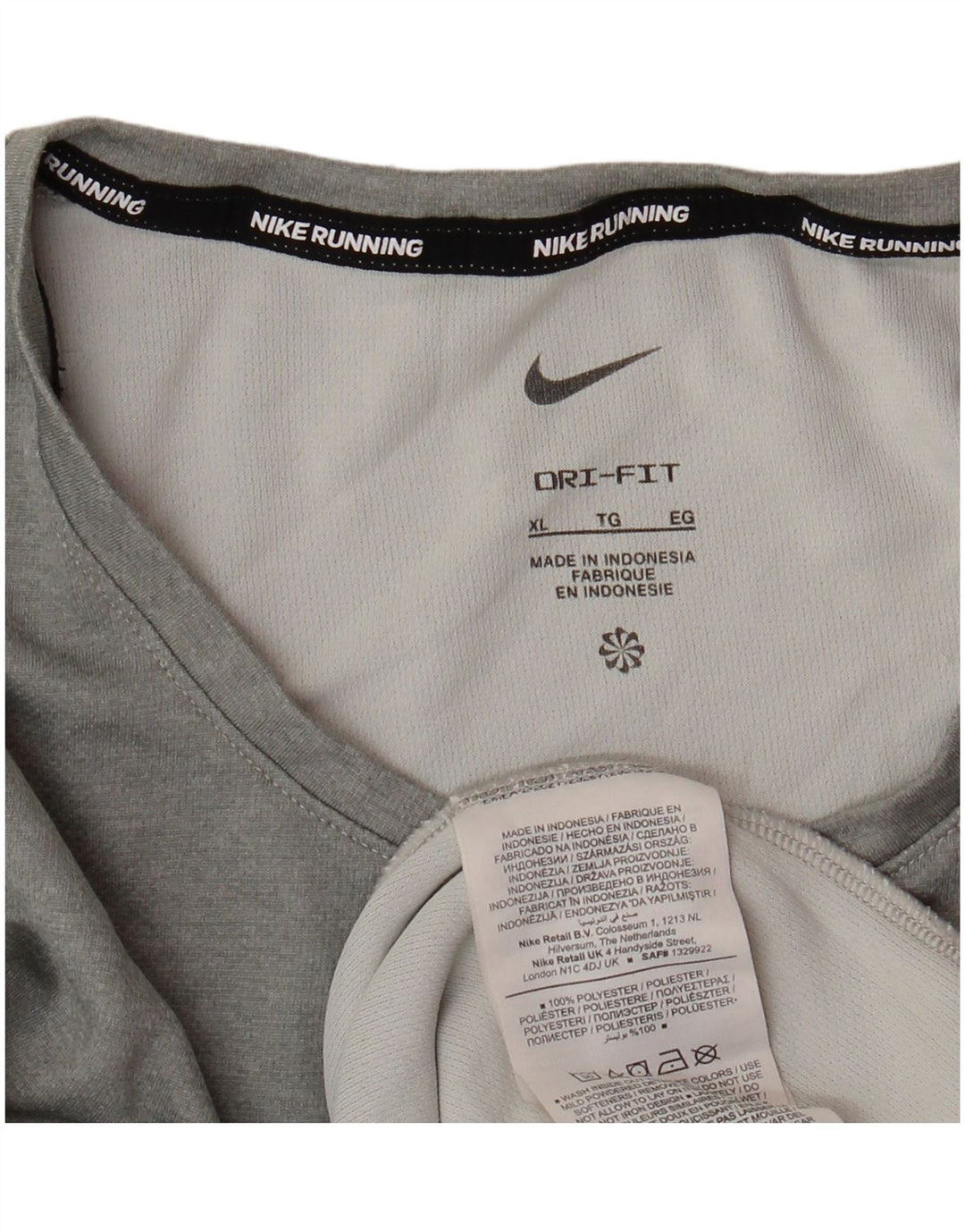 NIKE Herre Dri Fit T-Shirt Top XL Grå Polyester