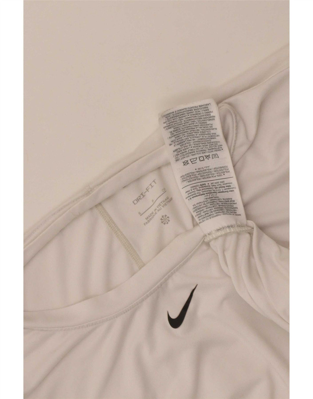 Nike Dame Dri Fit T-Shirt Top UK 10 Small White Polyester