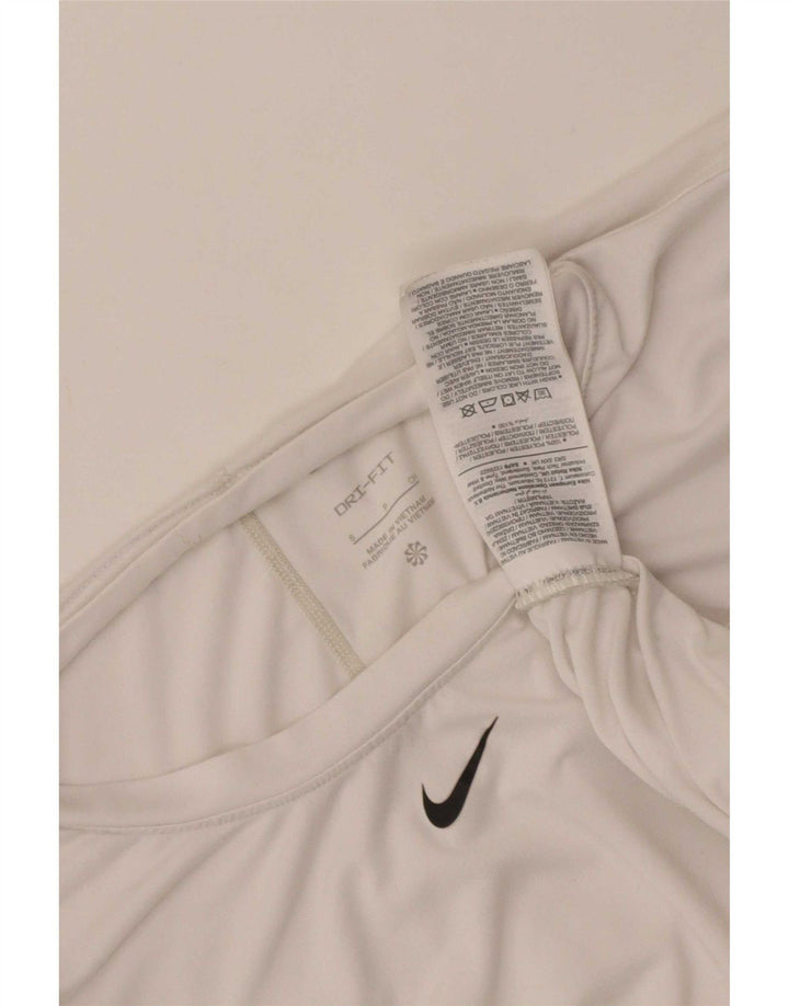 Nike Dame Dri Fit T-Shirt Top UK 10 Small White Polyester
