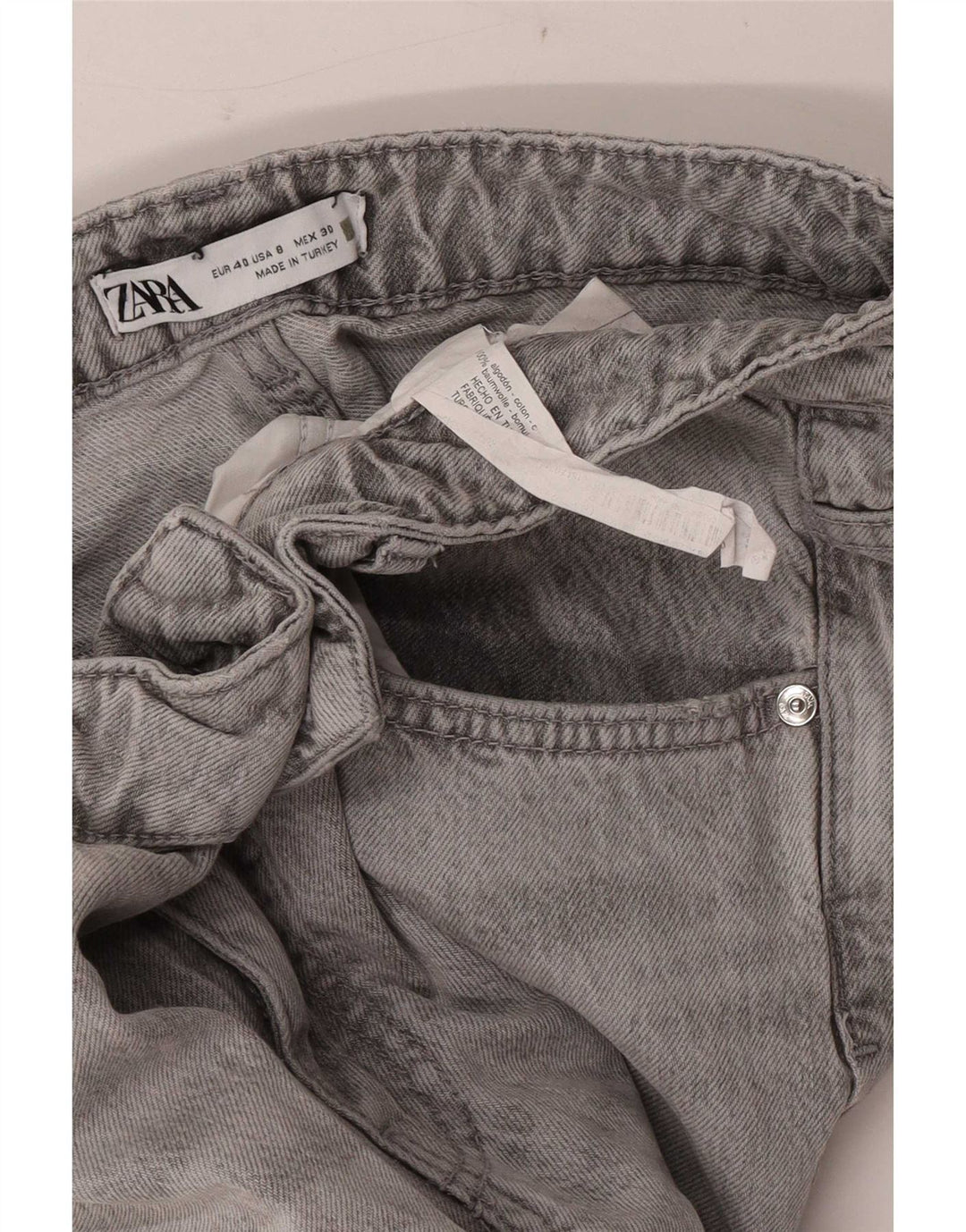 Zara Dame Distressed Tapered Jeans EU 40 Medium W30 L29 Grå Bomuld
