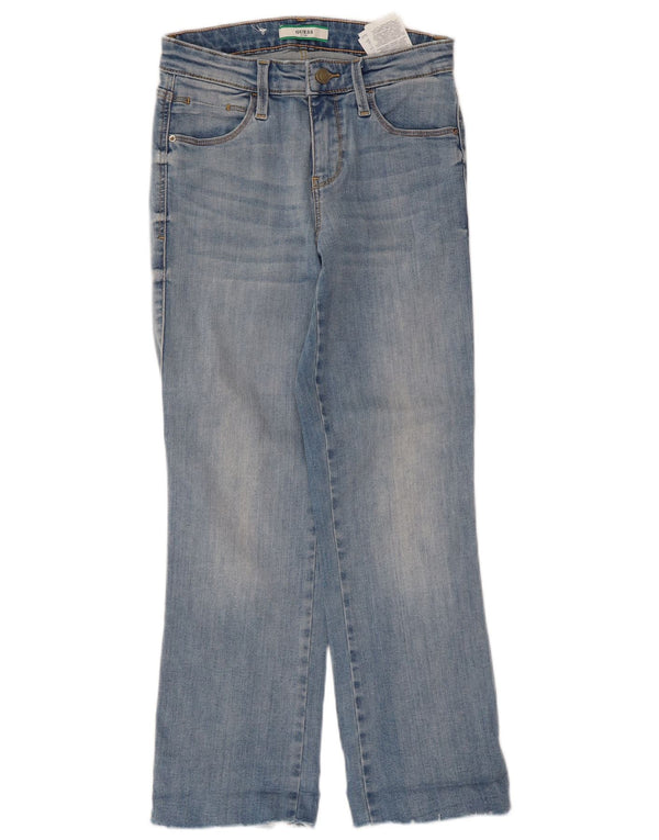 Guess Womens Crop Mid Rise Straight Jeans W27 L25 Blue Cotton