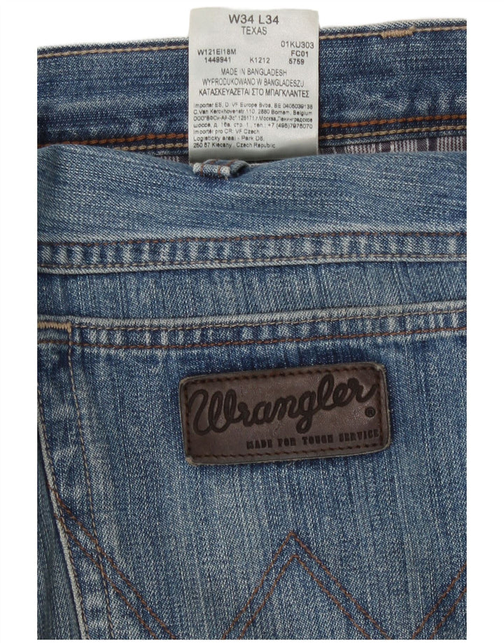 Wrangler Herre Texas Straight Jeans W34 L34 Blå Bomuld