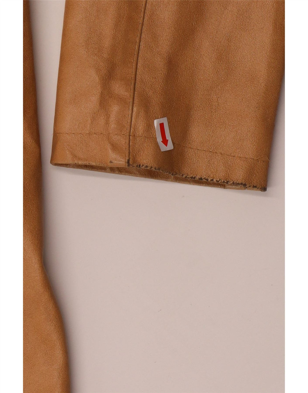 COLOMBUS Womens Full Zip Leather Coat IT 42 Medium Beige Leather