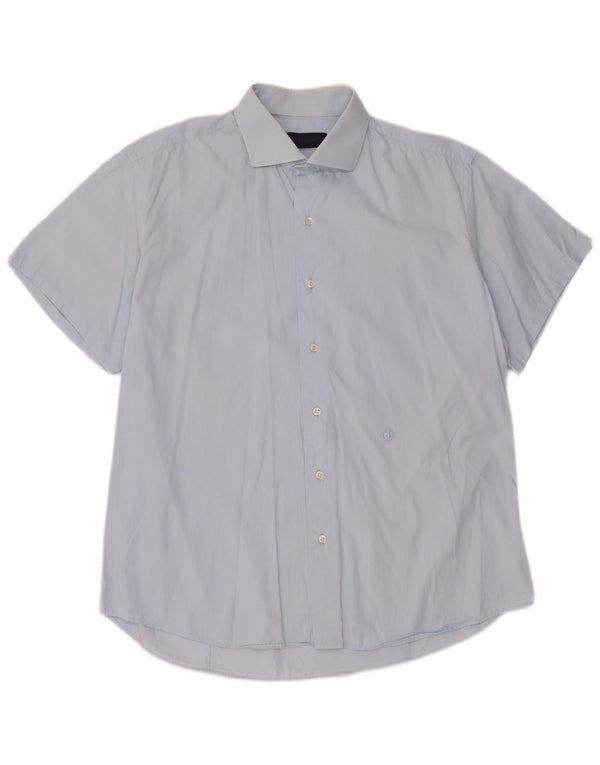 Trussardi Kortærmet Herreskjorte Størrelse 43 17 XL Blå Bomuld