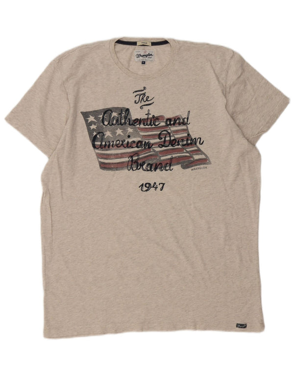 Wrangler Herre Regular Graphic T-Shirt Top XL Beige Flecked Bomuld