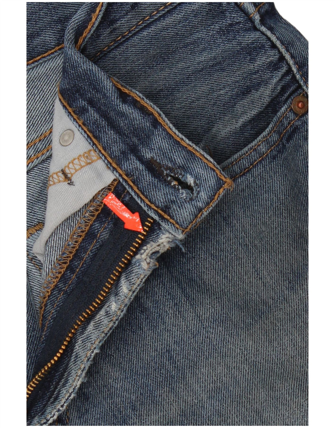 Levi's Herre 505 Distressed Straight Jeans W33 L30 Blå Bomuld