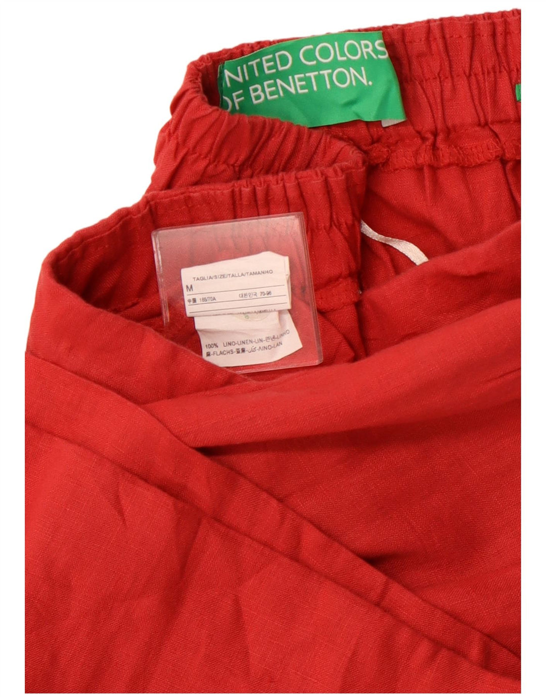 BENETTON Kvinders Brede Ben Højtaljede Casual Shorts Medium W30 Rød Linned