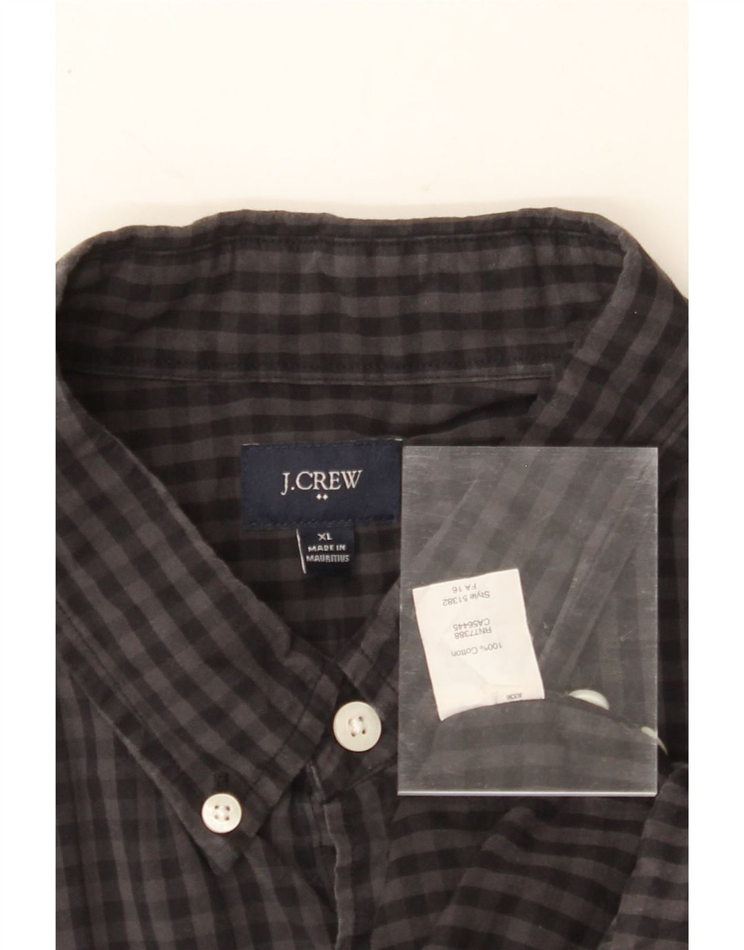 J. CREW Mens Shirt XL Grey Gingham Cotton Vintage J. Crew and Second-Hand J. Crew from Messina Hembry 