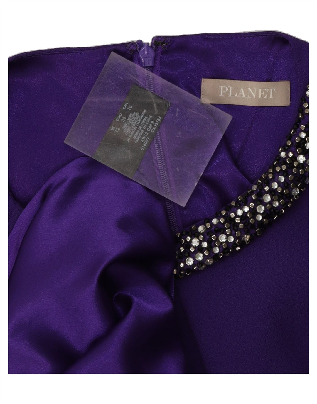 PLANET Womens Sheath Dress UK 12 Medium Purple Polyester Vintage Planet and Second-Hand Planet from Messina Hembry 
