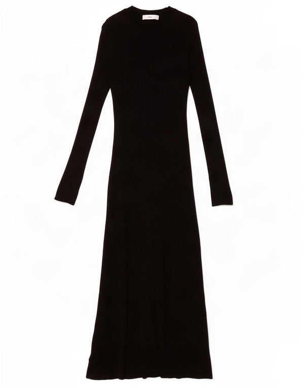 Zara Dame Maxi Langærmet Jumper Dress UK 8 Small Black Viscose