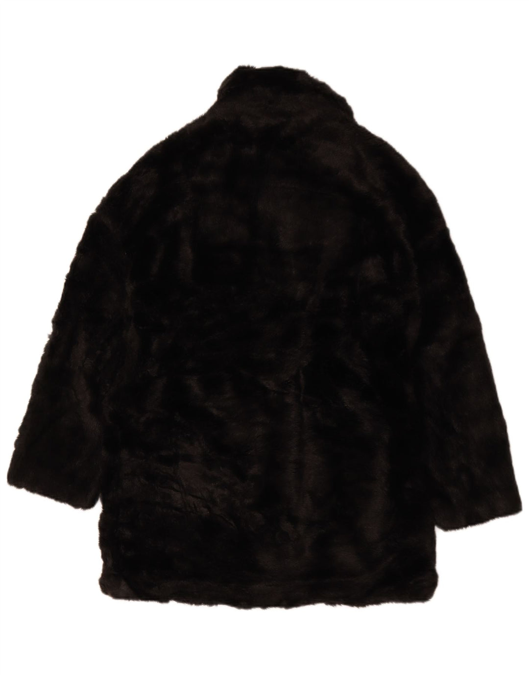 Zara Dame Oversized Faux Fur Overfrakke UK 6 XS Sort Polyester