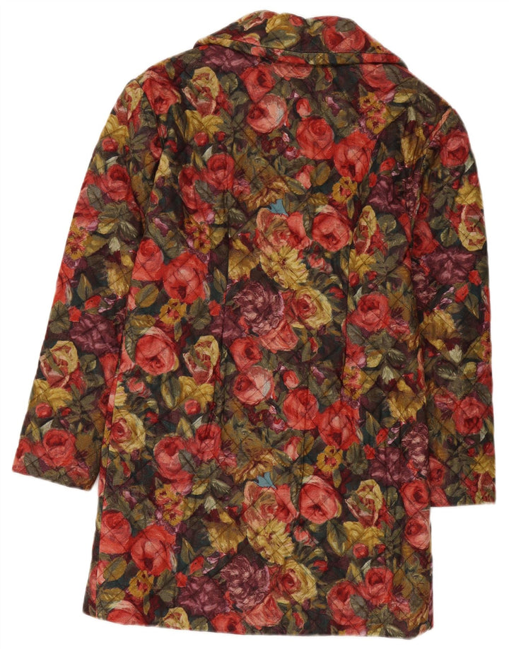 Vintage kviltet overfrakke til kvinder UK 8 Small Multicolored Floral
