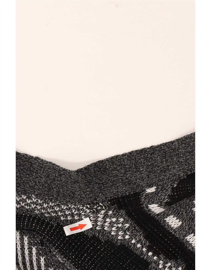 Vintage herre cardigan sweater XL Grå geometrisk akryl