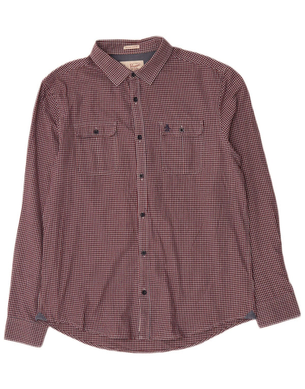 Penguin Mens Heritage Slim Fit Shirt Large Red Check Cotton