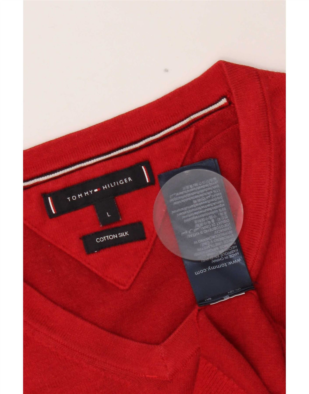Tommy Hilfiger Herre V-hals sweater Stor rød bomuld