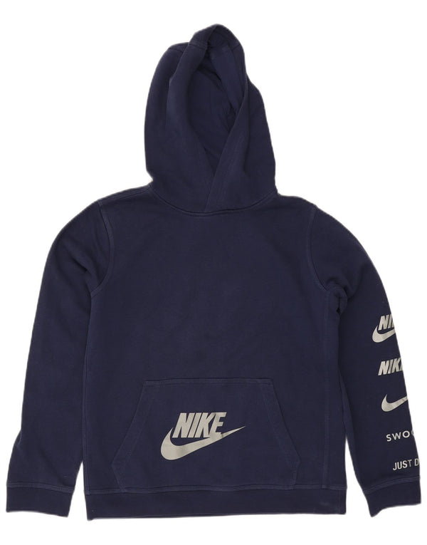 Nike drenge grafisk hættetrøje med normal pasform 13-14 år XL marineblå bomuld