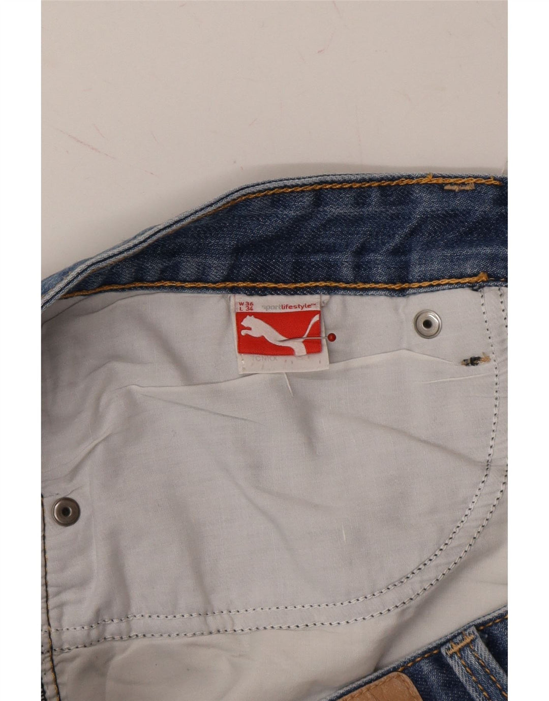 PUMA Mens Slim Jeans W36 L30 Blue Vintage Puma and Second-Hand Puma from Messina Hembry 