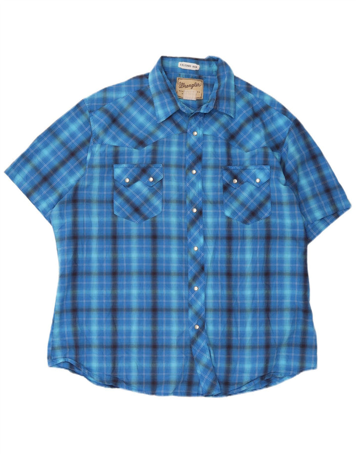 Wrangler Kortærmet Herreskjorte Stor Blå Plaid