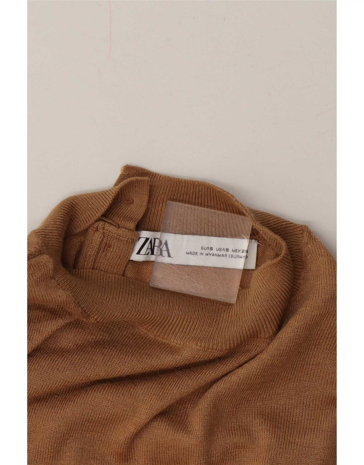 Zara Dame Turtle Neck Jumper Sweater UK 10 Small Beige