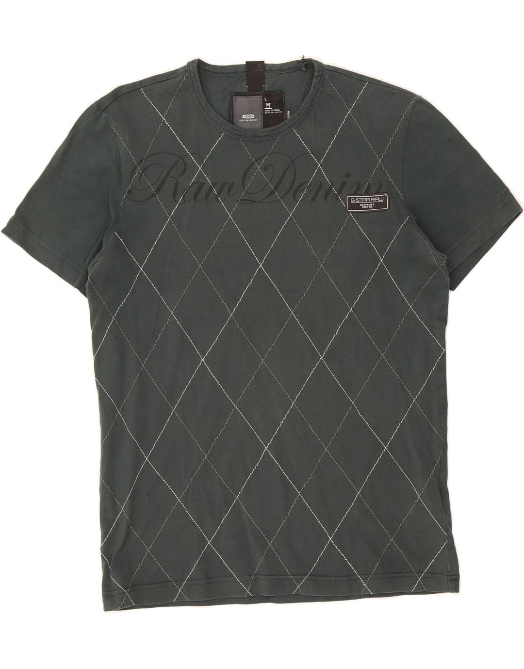 G-STAR Herre Grafisk T-Shirt Top Stor Grå Argyle/Diamant Bomuld
