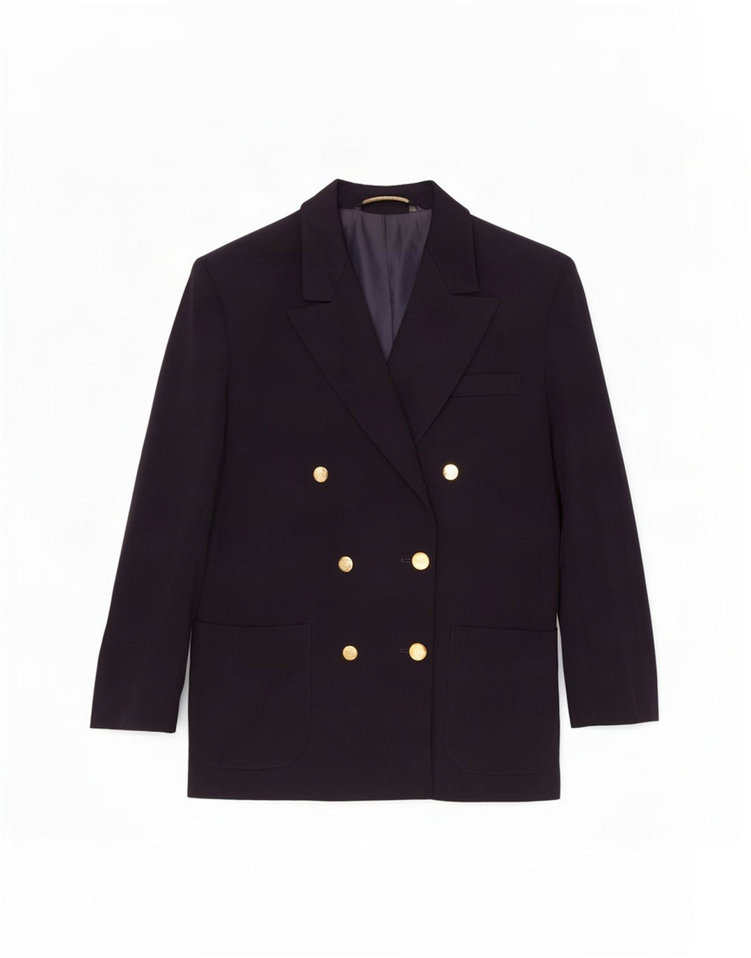 Marks & Spencer Dame Dobbeltradet Blazer Jacket UK 16 Large Navy Blue