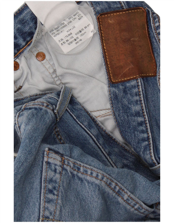 Levi's Herre 501 lige jeans W34 L32 blå bomuld