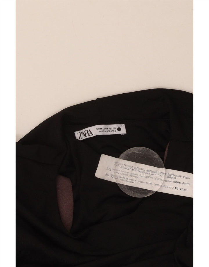 ZARA Womens Long Sleeve Bodysuit UK 12 Medium Black Polyester