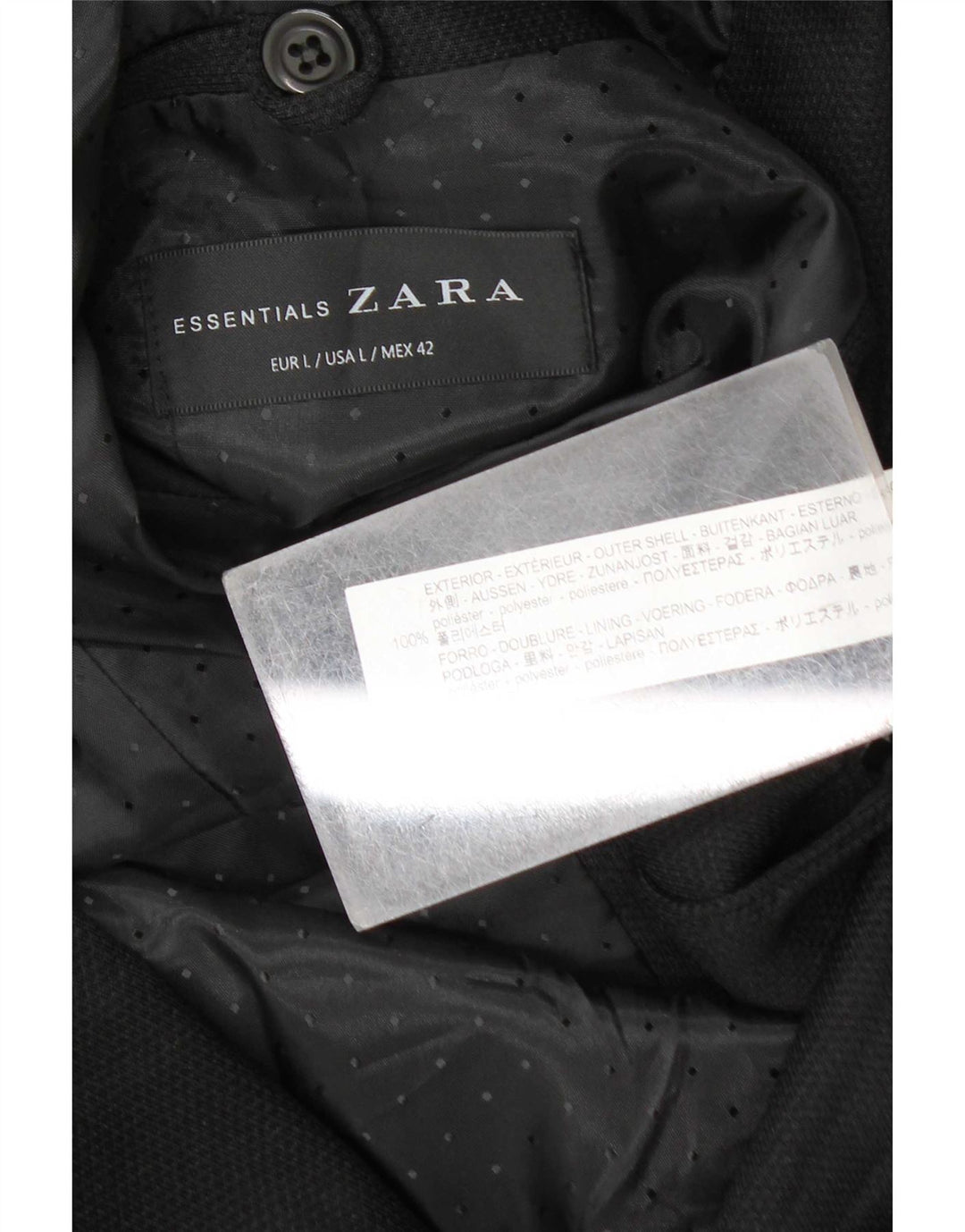 Zara Herre 2-knaps blazerjakke UK 40 Stor sort polyester