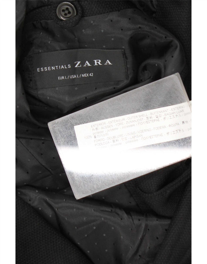 Zara Herre 2-knaps blazerjakke UK 40 Stor sort polyester