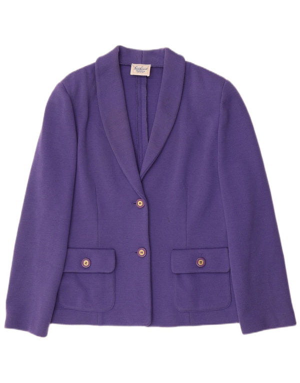 Luisa Spagnoli dame strik 2-knaps blazerjakke UK 12 medium lilla uld