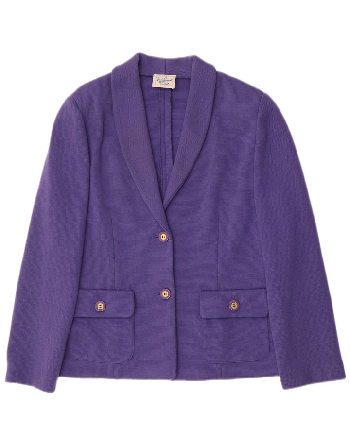 Luisa Spagnoli dame strik 2-knaps blazerjakke UK 12 medium lilla uld