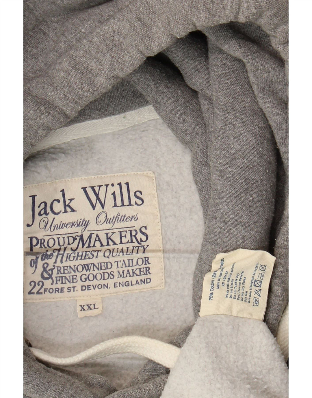 Jack Wills Grafisk hættetrøje til mænd 2XL Grå bomuld