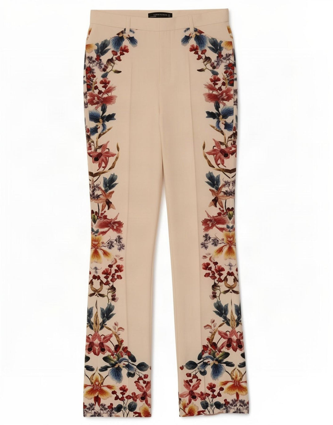 Zara Dame Bootcut Casual Bukser Medium W28 L32 White Floral Polyester