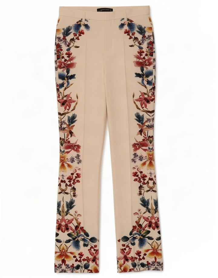 Zara Dame Bootcut Casual Bukser Medium W28 L32 White Floral Polyester