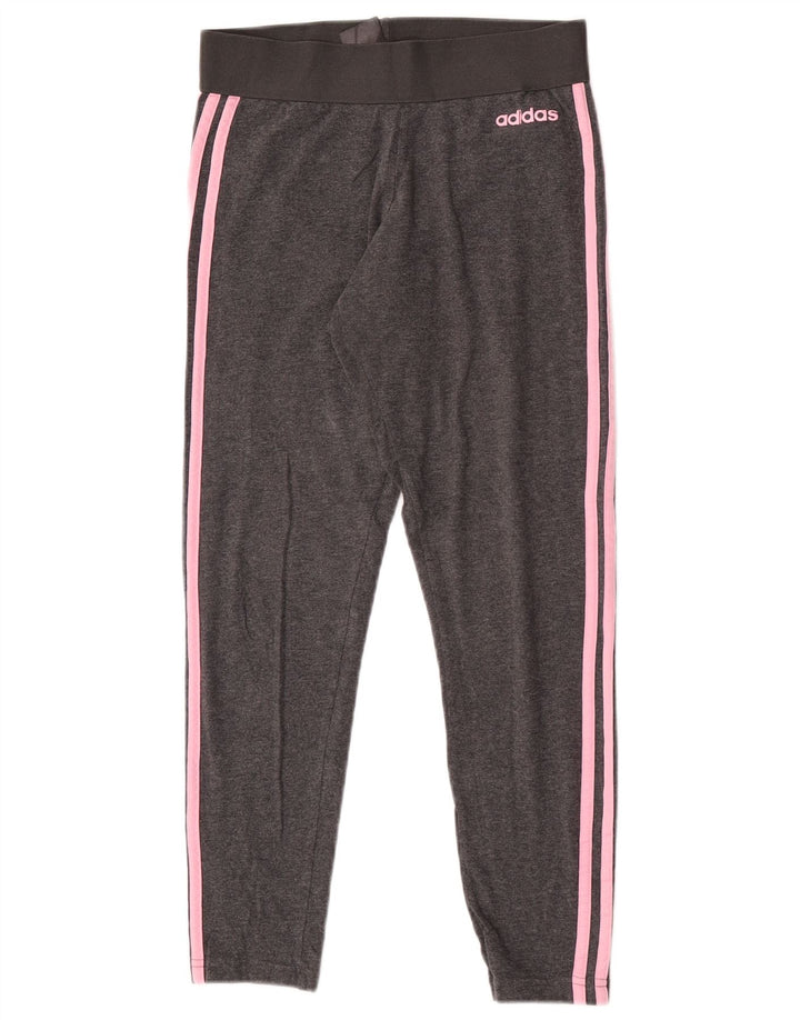 Adidas Womens Crop Leggings UK 8/10 Small Grey Bomuld
