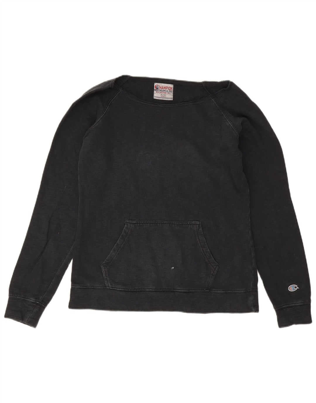 Champion Womens Heritage Oversized Sweatshirt Jumper UK 10 Small Black