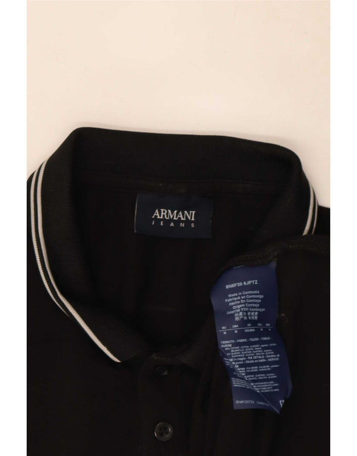 Armani Jeans Poloshirt til mænd Medium sort stribet bomuld