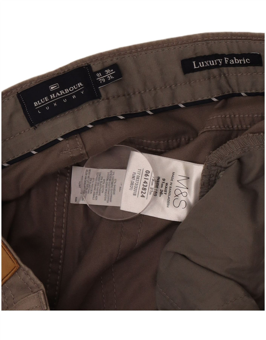 Marks & Spencer Herre Blue Harbor Straight Casual Bukser W36 L31 Grå