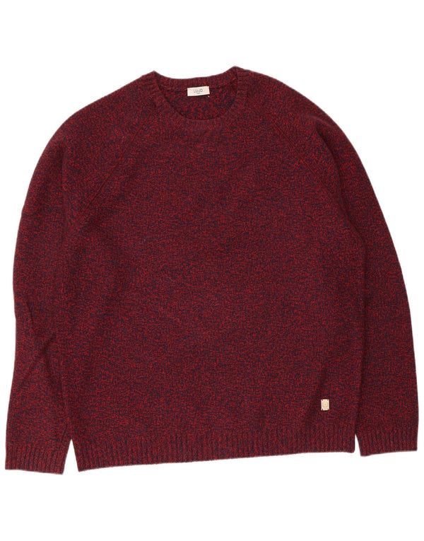 Liu Jo Herre sweater med rund hals XL Burgundy Flecked Virgin Wool