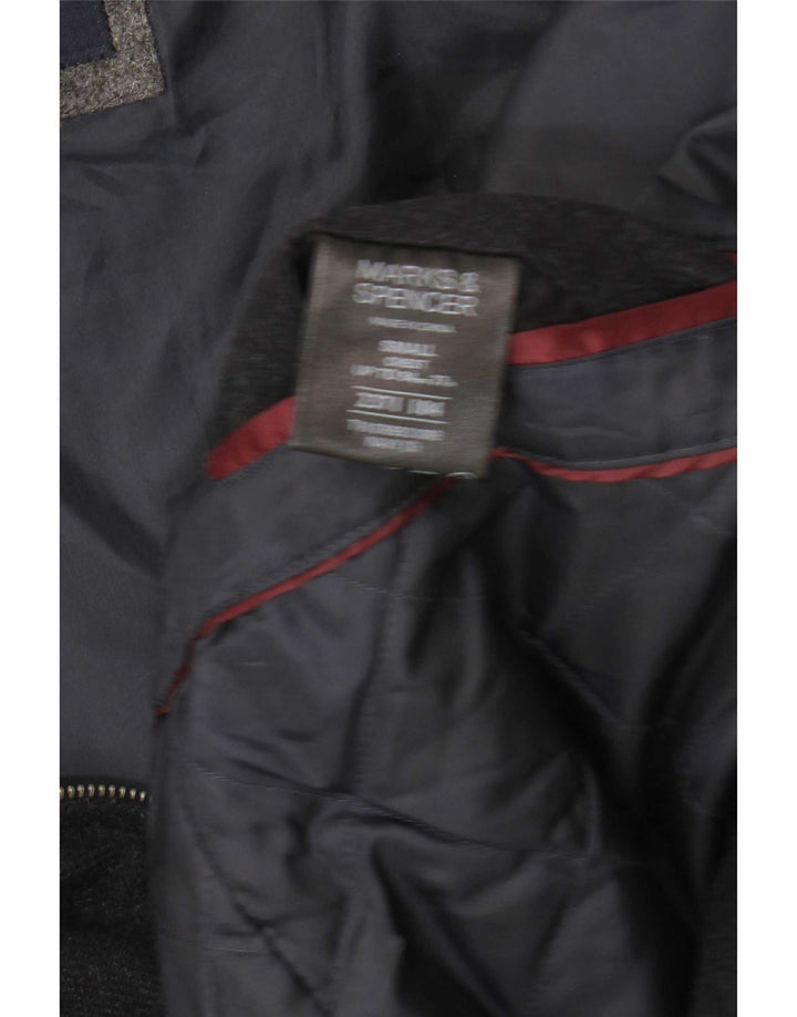 Marks & Spencer Herre Bomber Jacket UK 36 Small Navy Blue Wool