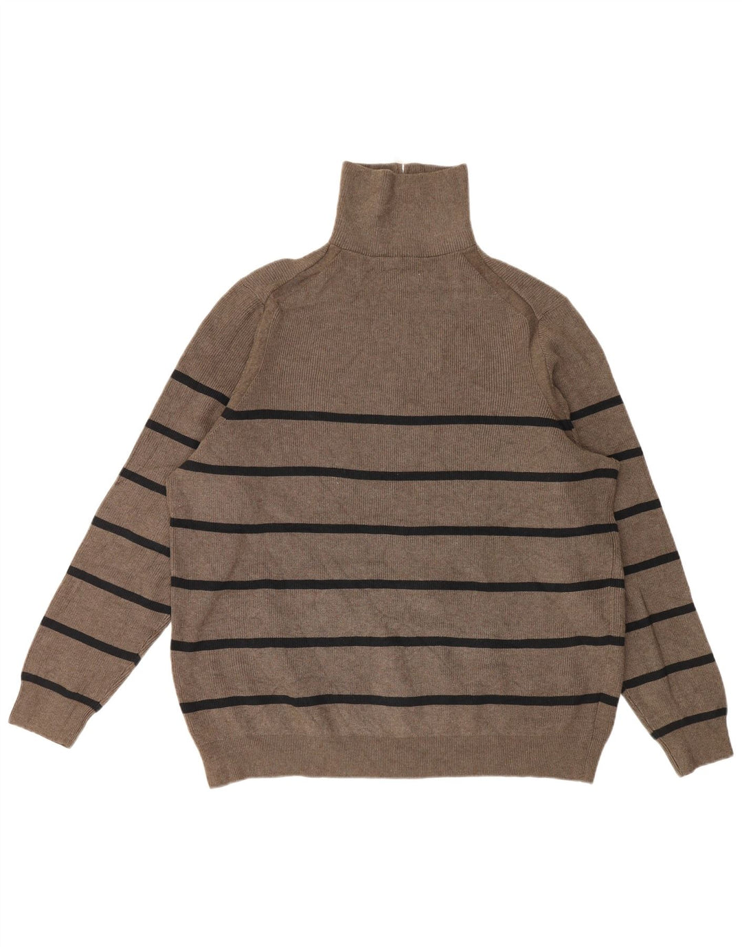 Marks & Spencer Herre Zip Neck Jumper Sweater 2XL Grå Stribet Polyester
