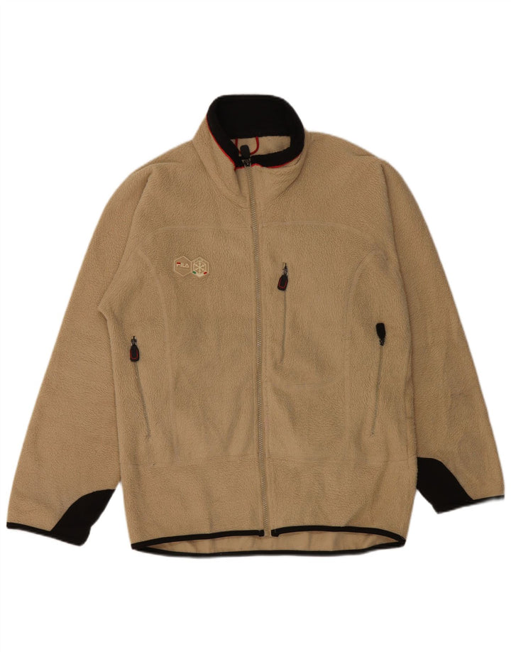 FILA Fleecejakke til mænd UK 36 Small Beige Colourblock Polyester