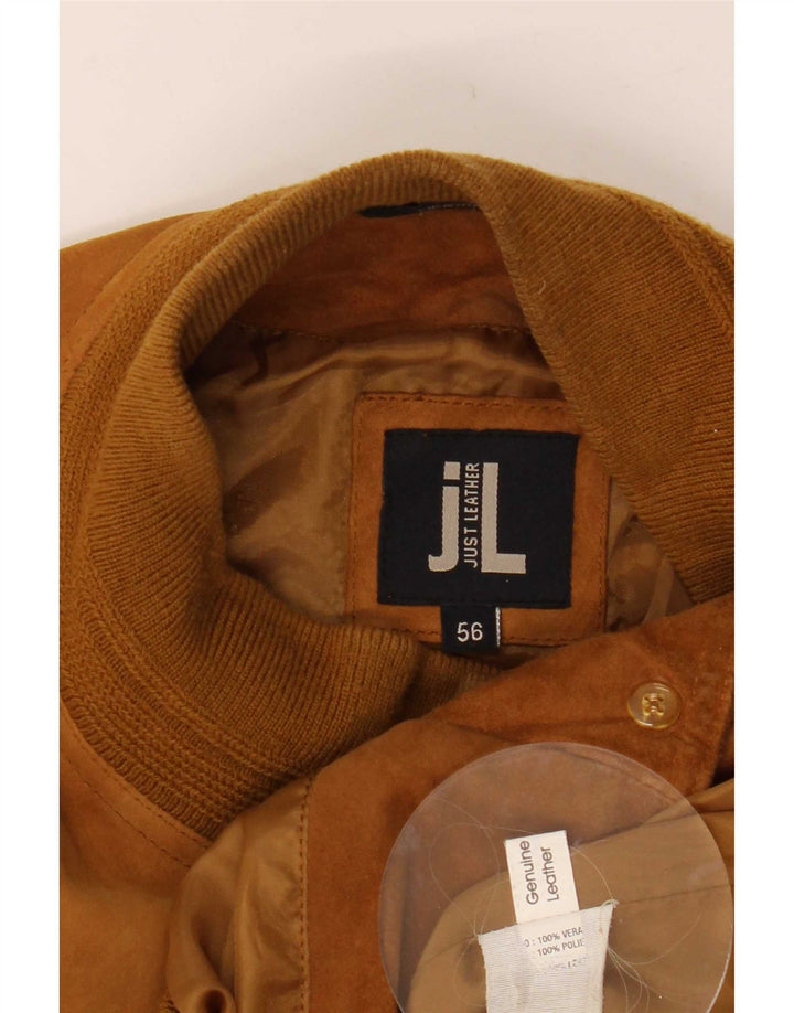 Vintage herre ruskind bomberjakke IT 56 3XL brunt læder