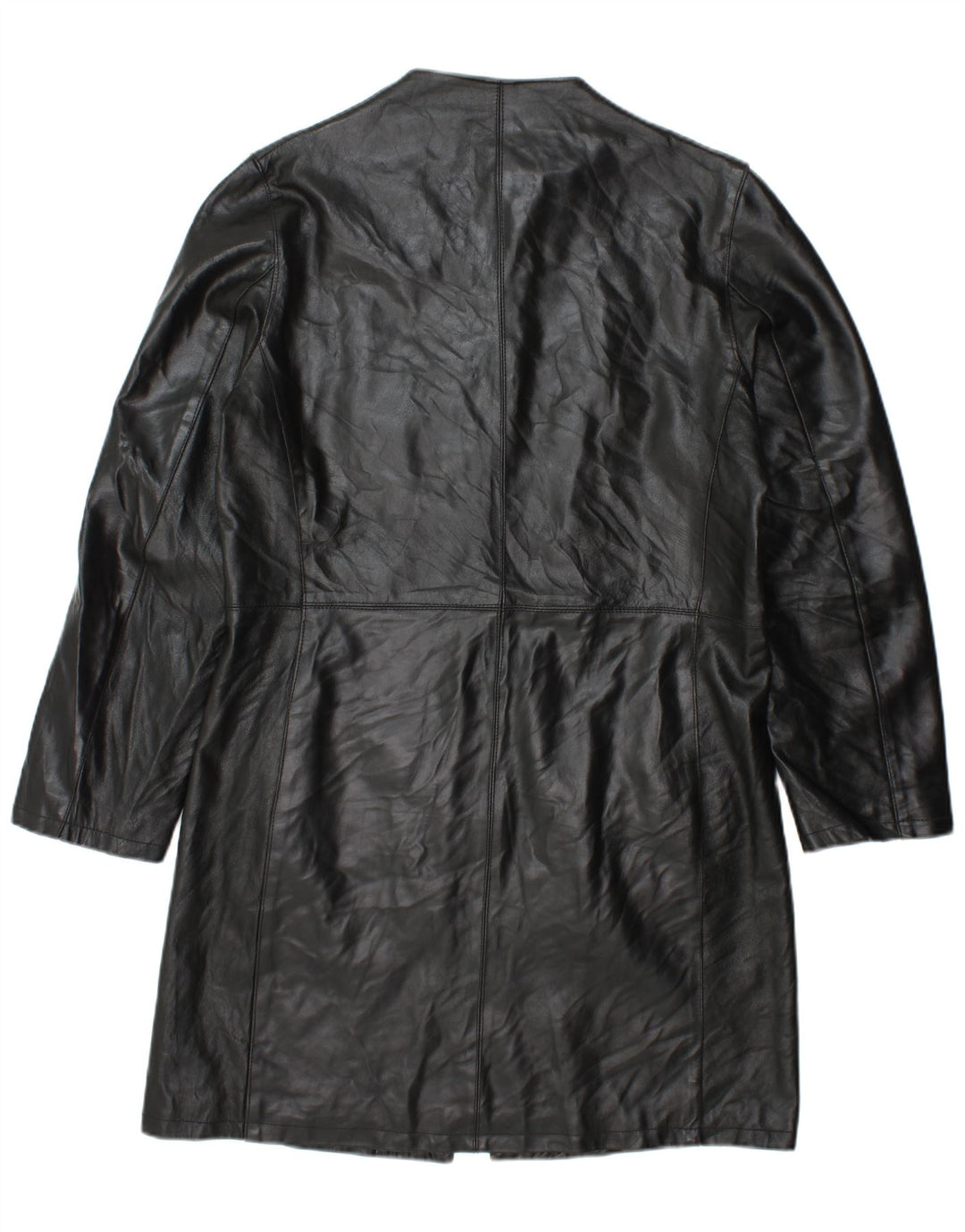 VINTAGE Læderfrakke til kvinder IT 48 XL Sort Læder